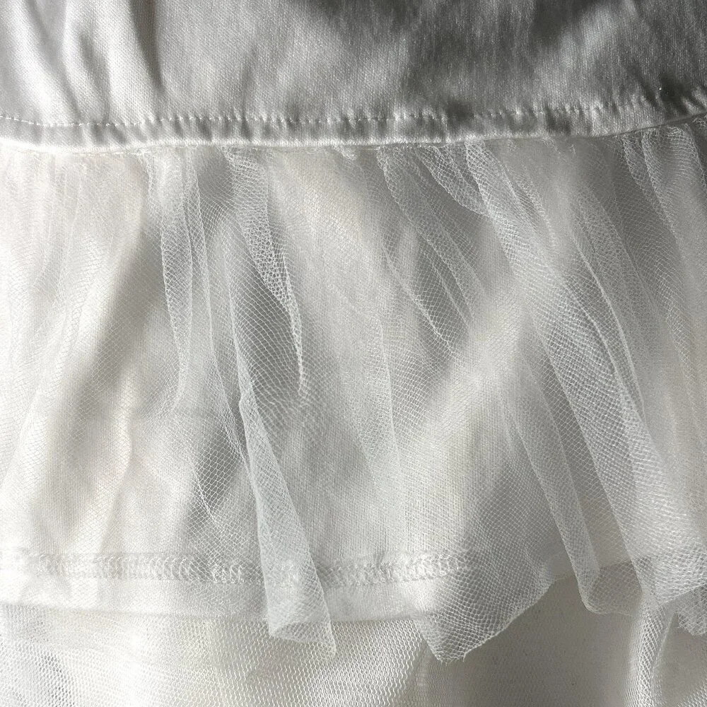 Sequin Hearts SZ8 White Sheer Mesh Overlay Dress w/Navy Wedding Dressy Formal